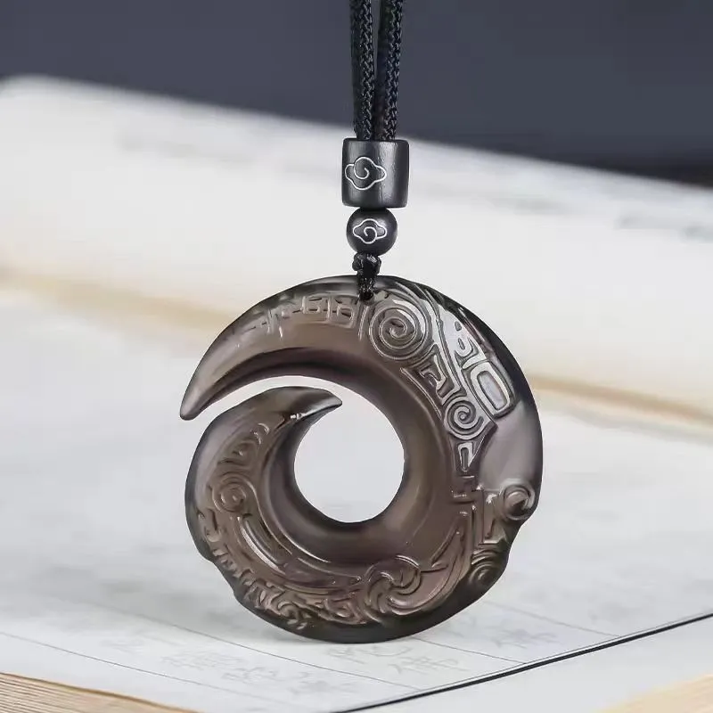 Lingxiang Yurun Obsidian Necklaces Unisex-9