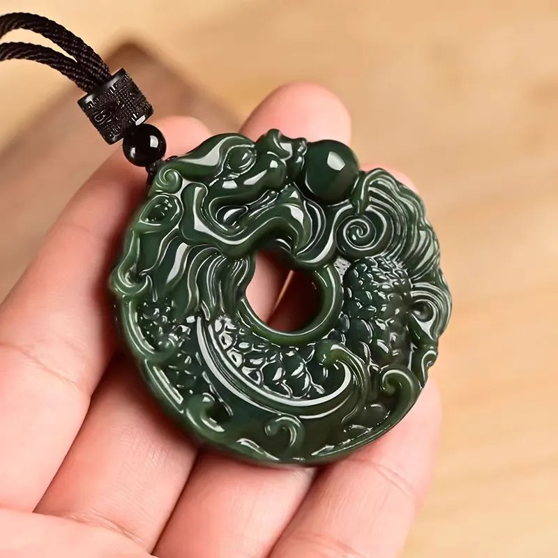 Lingxiang Yurun Necklaces Green Jade Unisex-3