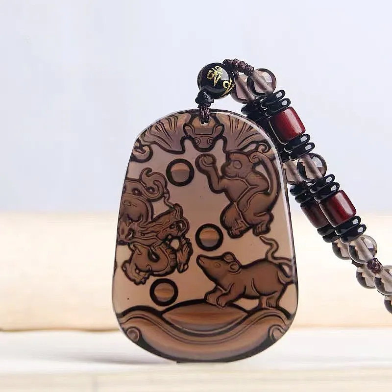 Lingxiang Yurun Obsidian Necklaces Unisex-1