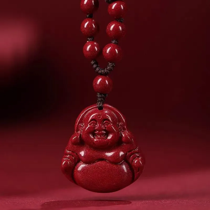 Lingxiang Yurun Reconstructed Cinnabar Jade Necklaces Unisex-3