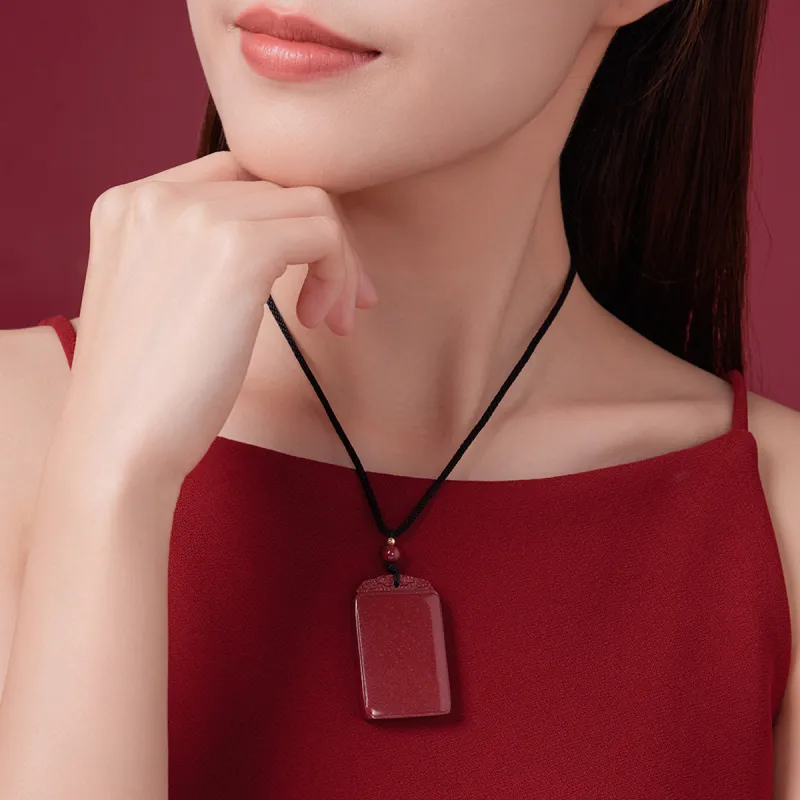 Lingxiang Yurun Reconstructed Cinnabar Jade Necklaces Unisex-4