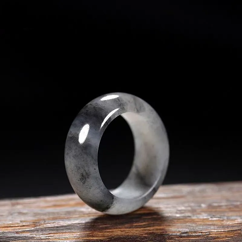 Lingxiang Yurun Hetian Jade Rings Unisex Blue And White-2