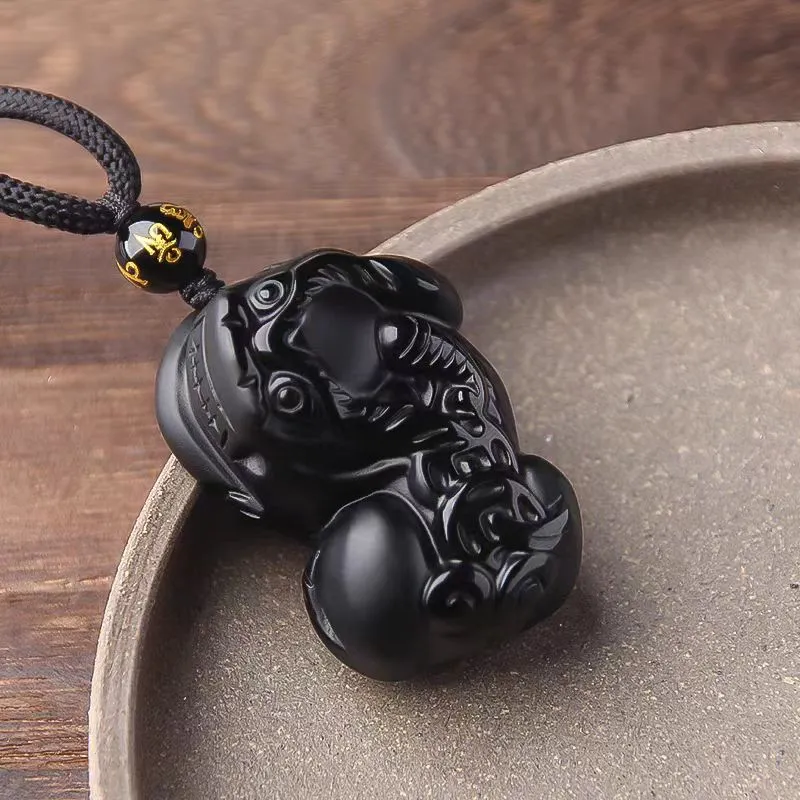 Lingxiang Yurun Obsidian Accessory, Zodiac Year Necklace Unisex-8