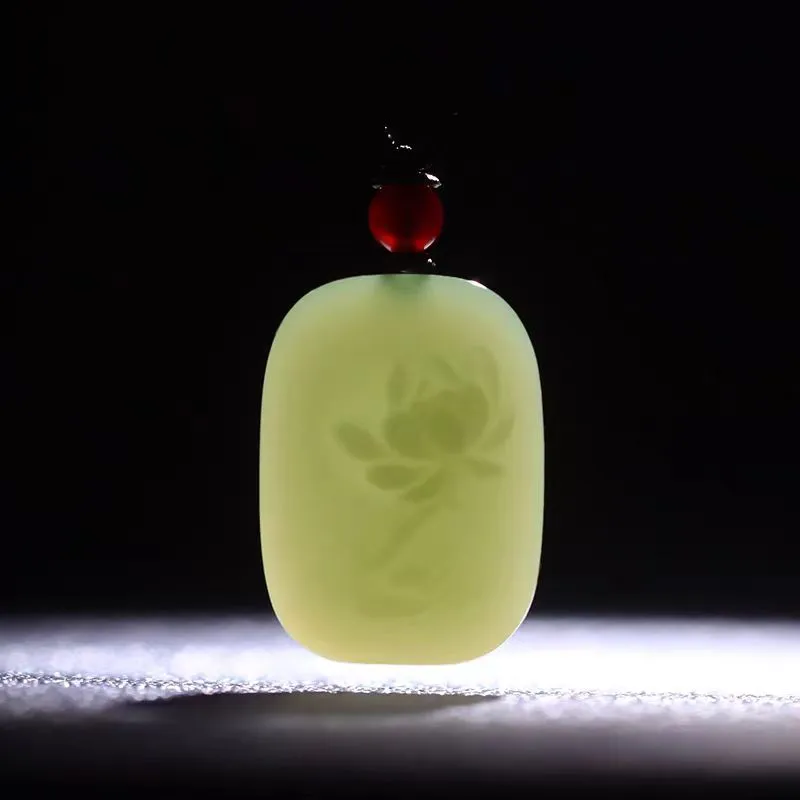 Lingxiang Yurun Hetian Jade Necklaces Pale Greenish White Jade Unisex-4