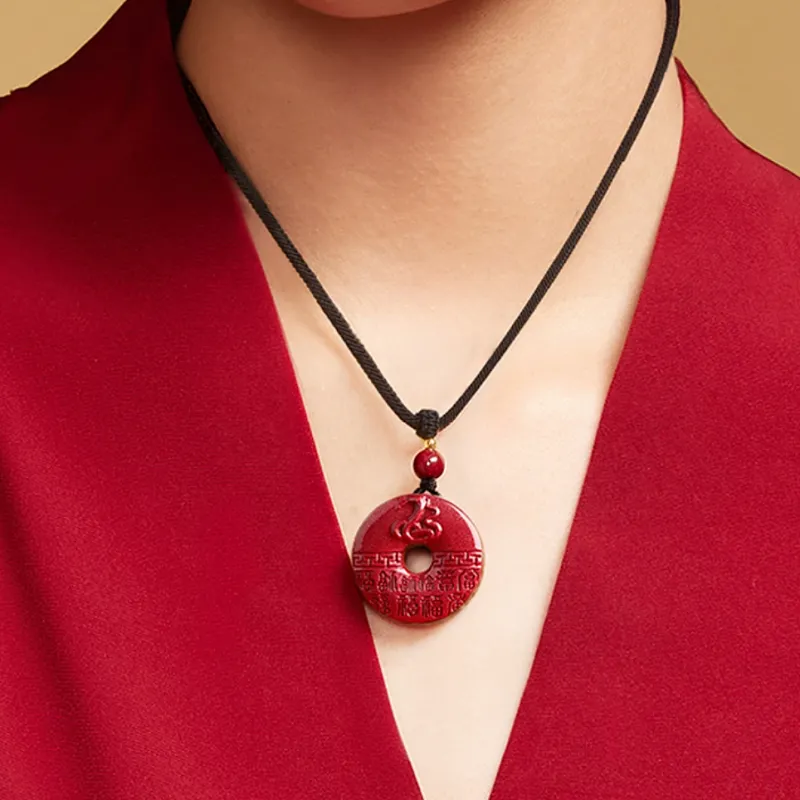 Lingxiang Yurun Cinnabar Necklaces Unisex-4