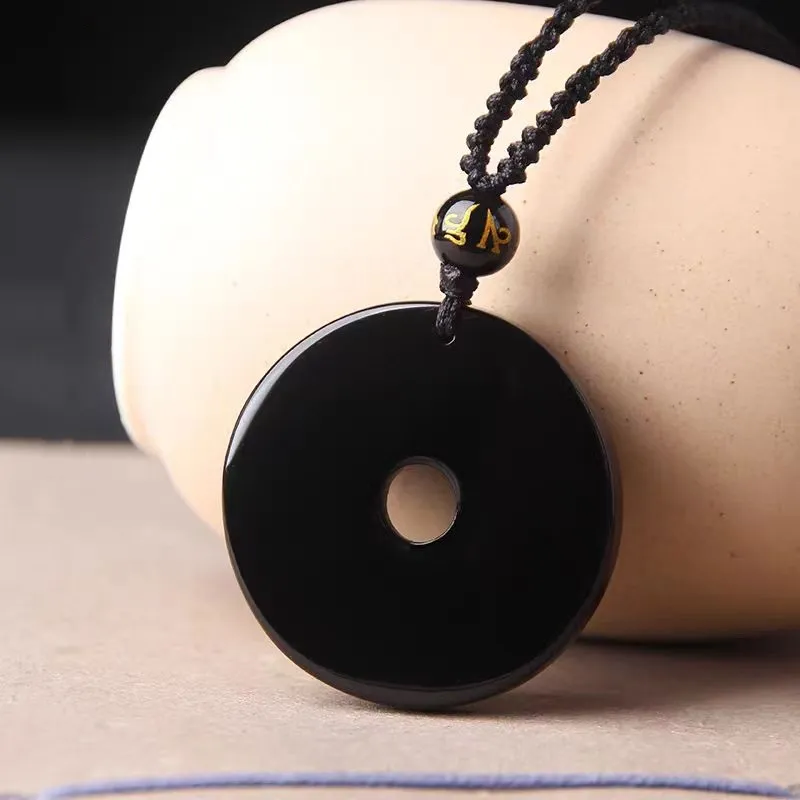 Lingxiang Yurun Obsidian Necklaces Unisex-5