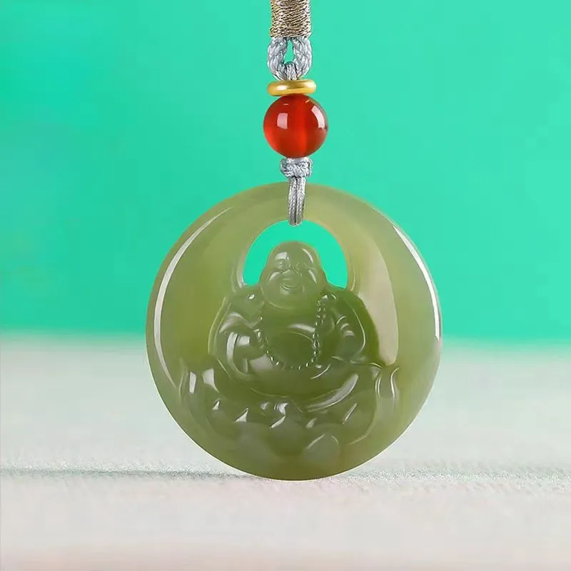 Lingxiang Yurun Hetian Jade Necklaces Pale Greenish White Jade Unisex-2