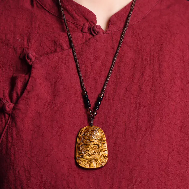 Lingxiang Yurun Tiger's Eye Stone Necklaces Unisex-4