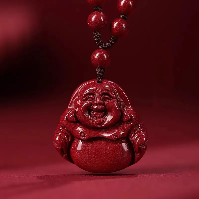Lingxiang Yurun Reconstructed Cinnabar Jade Necklaces Unisex-2