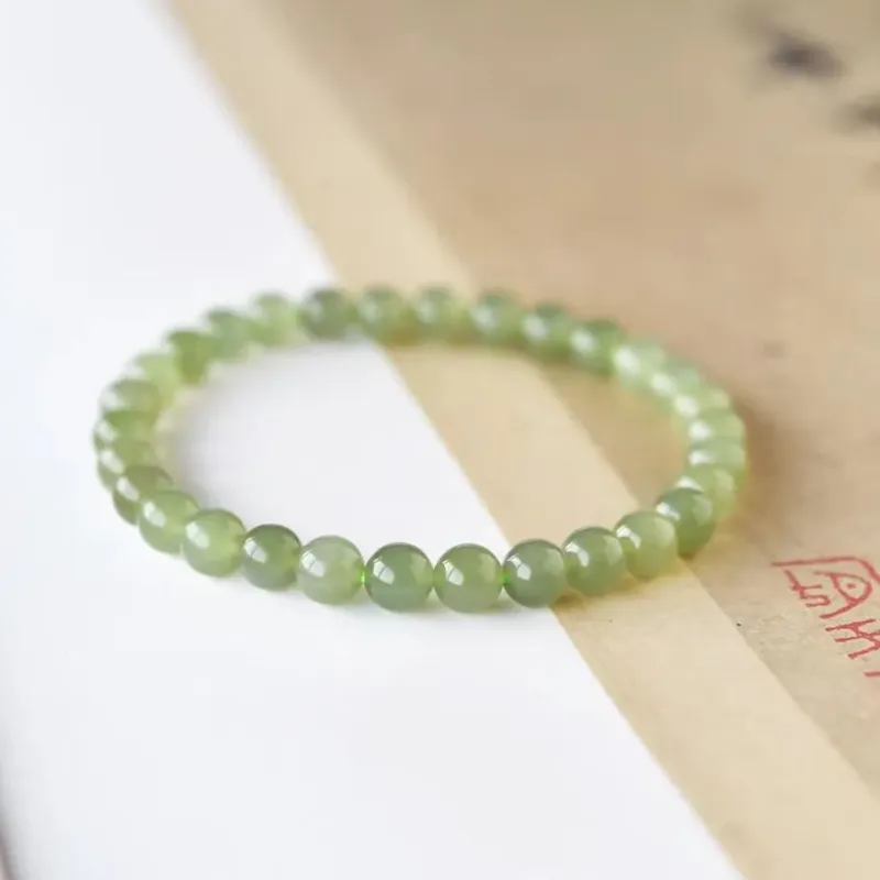 Lingxiang Yurun Hetian Jade Bracelets Unisex Pale Greenish White Jade-10