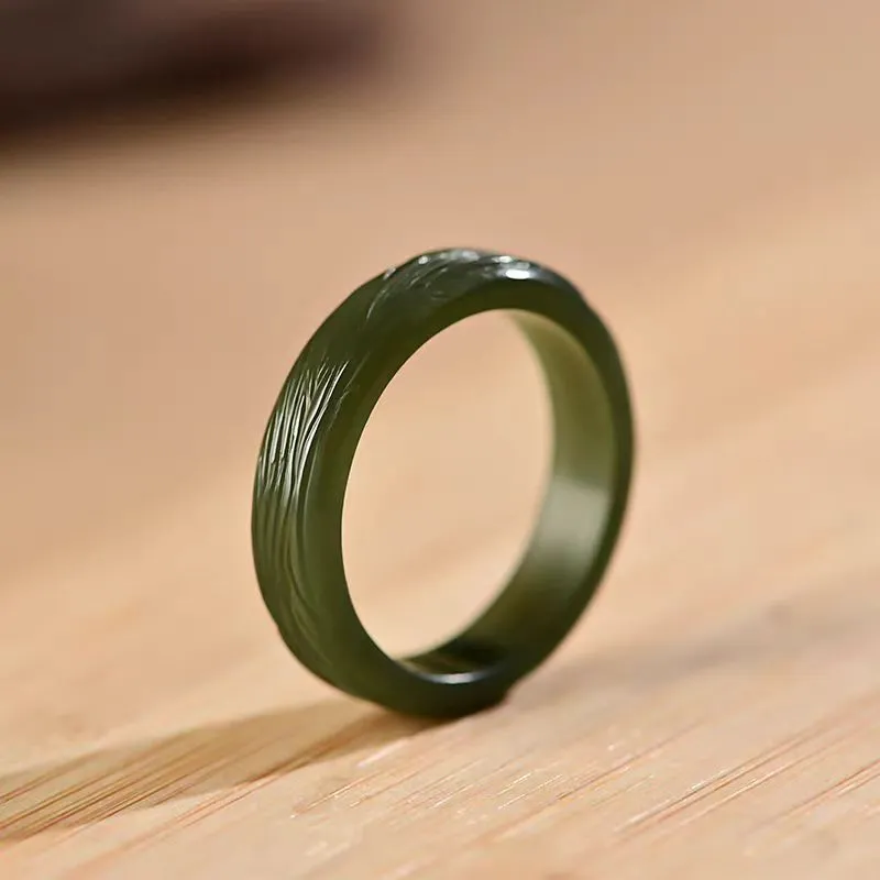 Lingxiang Yurun Rings Green Jade Unisex-3