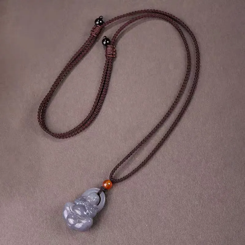 Lingxiang Yurun Hetian Jade Necklaces Smoky Purple Unisex-3