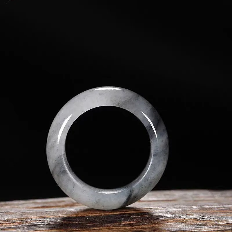 Lingxiang Yurun Hetian Jade Rings Unisex Blue And White-1