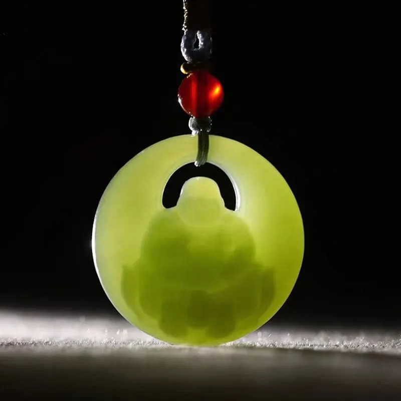 Lingxiang Yurun Hetian Jade Necklaces Pale Greenish White Jade Unisex-1
