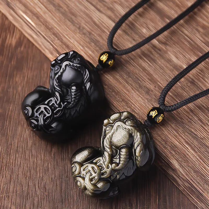Lingxiang Yurun Obsidian Accessory, Zodiac Year Necklace Unisex-30