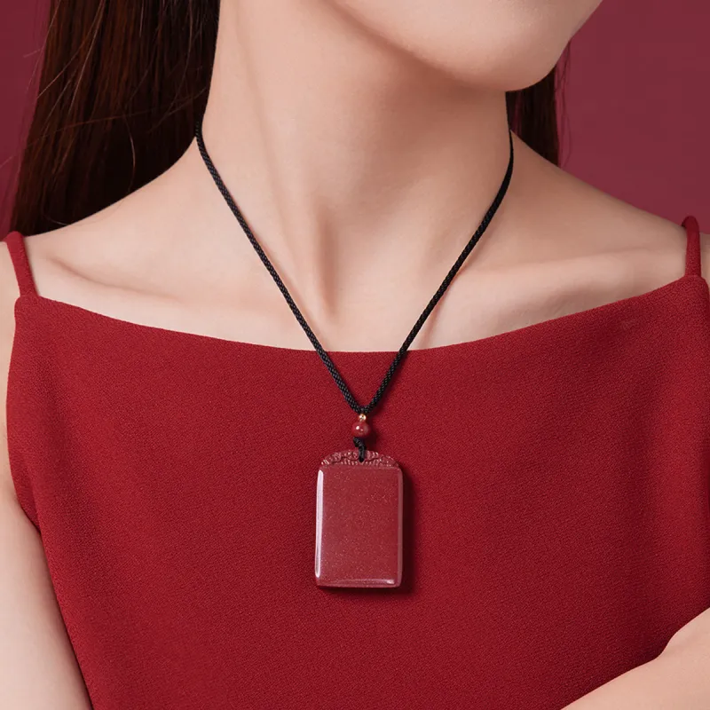 Lingxiang Yurun Reconstructed Cinnabar Jade Necklaces Unisex-1