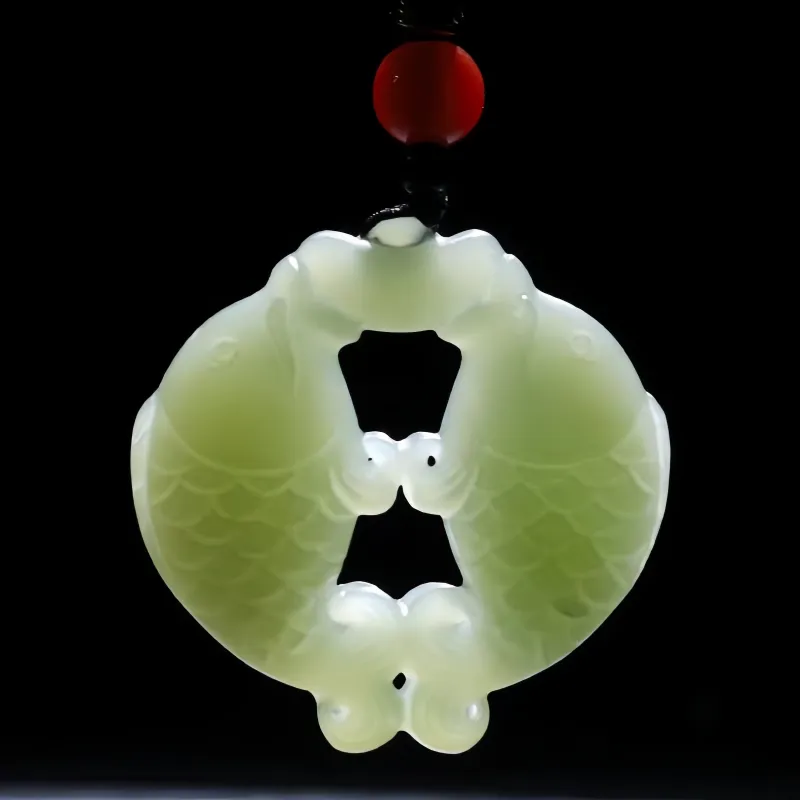 Lingxiang Yurun Hetian Jade Necklaces Pale Greenish White Jade Unisex-8