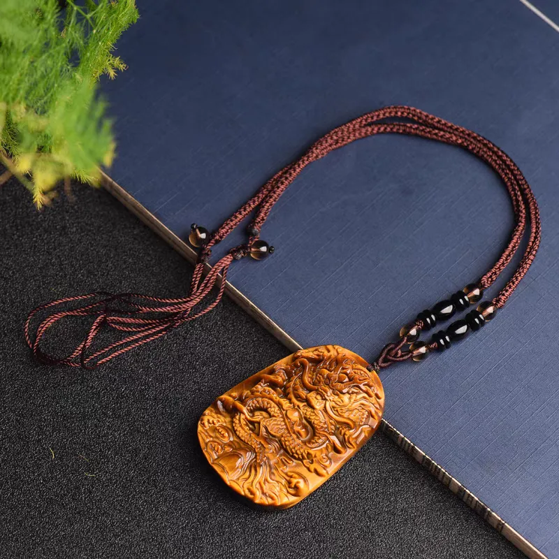 Lingxiang Yurun Tiger's Eye Stone Necklaces Unisex-5