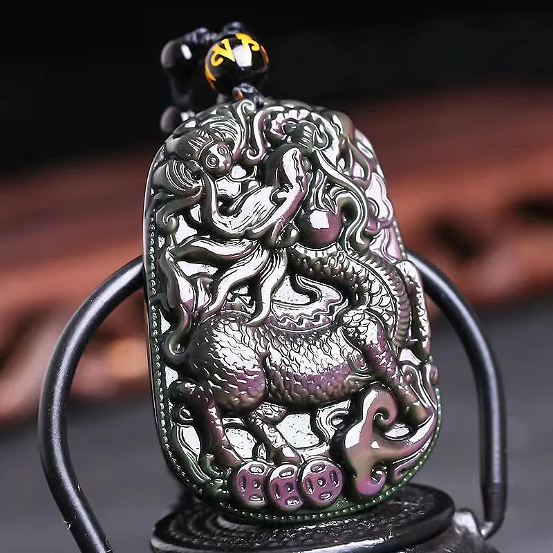 Lingxiang Yurun Obsidian Necklaces Unisex-2