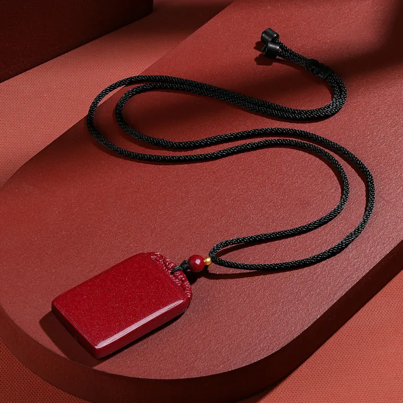 Lingxiang Yurun Reconstructed Cinnabar Jade Necklaces Unisex-3