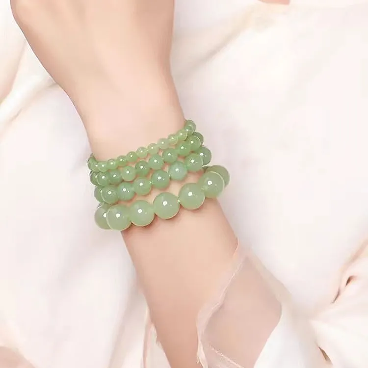 Lingxiang Yurun Hetian Jade Bracelets Unisex Pale Greenish White Jade-3