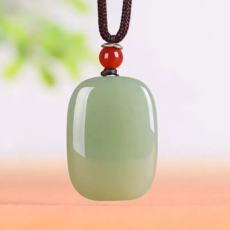 Lingxiang Yurun Hetian Jade Necklaces Pale Greenish White Jade Unisex-2