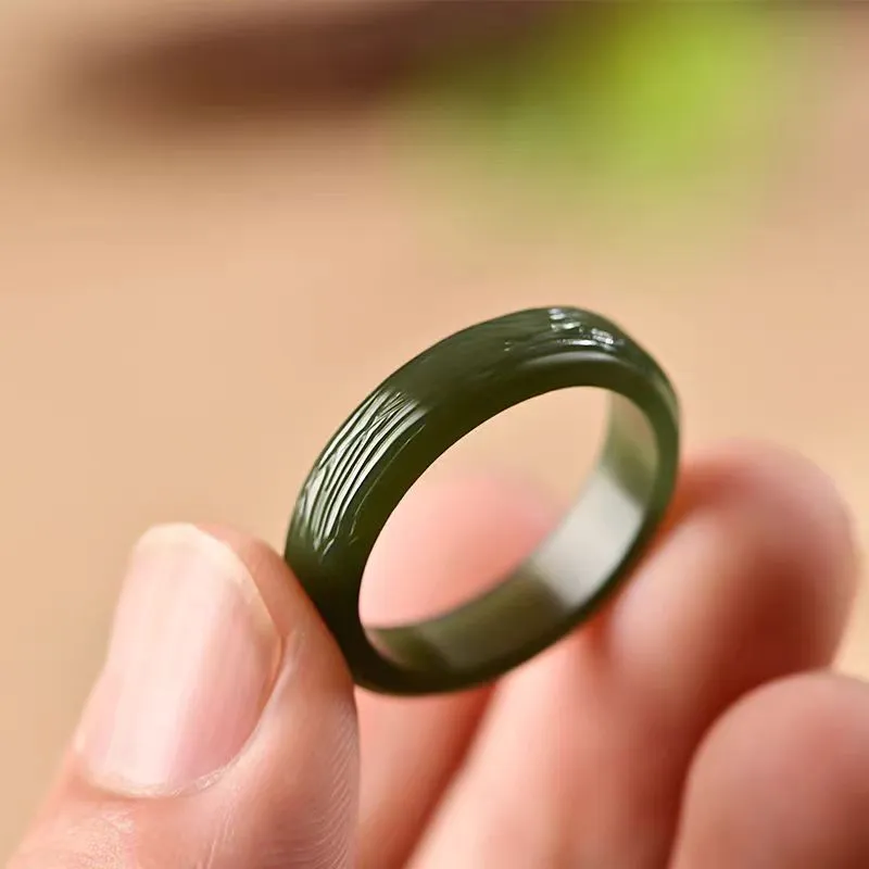 Lingxiang Yurun Rings Green Jade Unisex-2