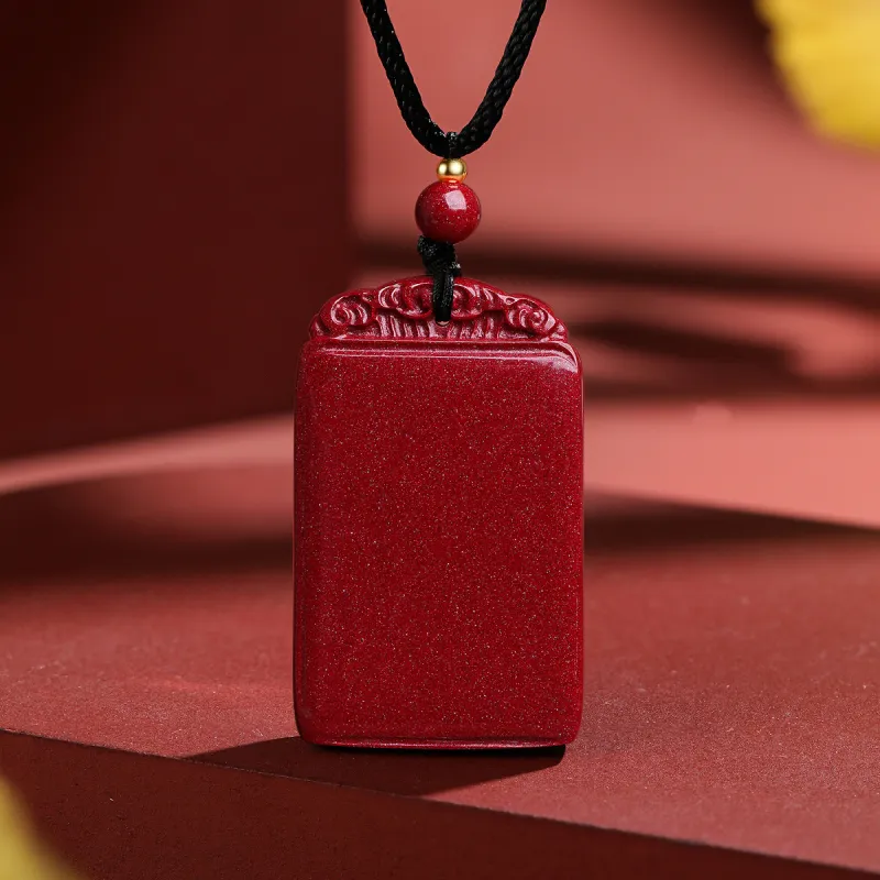 Lingxiang Yurun Reconstructed Cinnabar Jade Necklaces Unisex-2