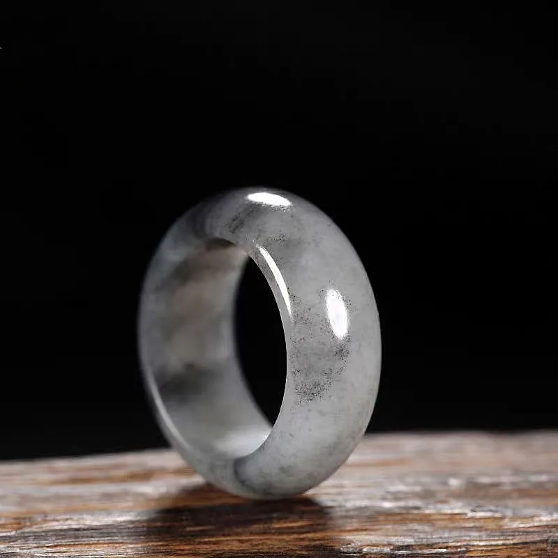 Lingxiang Yurun Hetian Jade Rings Unisex Blue And White-3