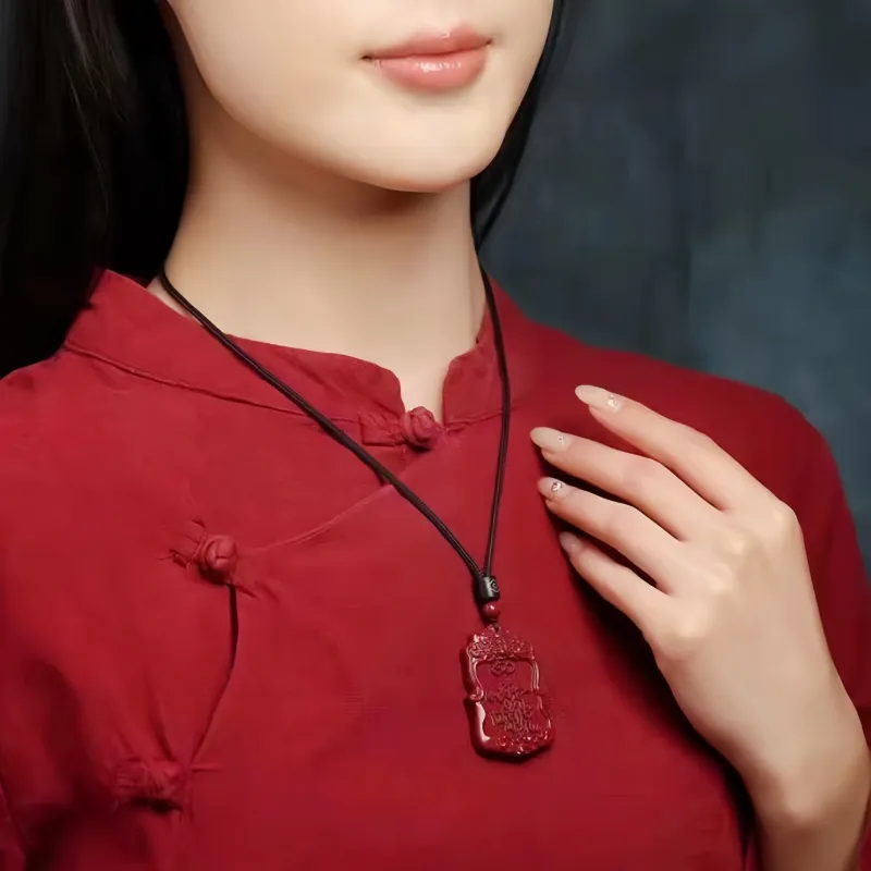 Lingxiang Yurun Cinnabar Necklaces Unisex-1