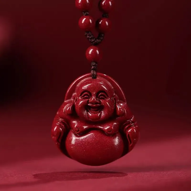 Lingxiang Yurun Reconstructed Cinnabar Jade Necklaces Unisex-1