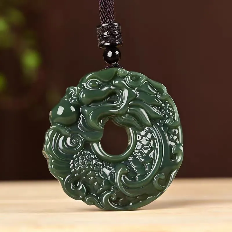 Lingxiang Yurun Necklaces Green Jade Unisex-2