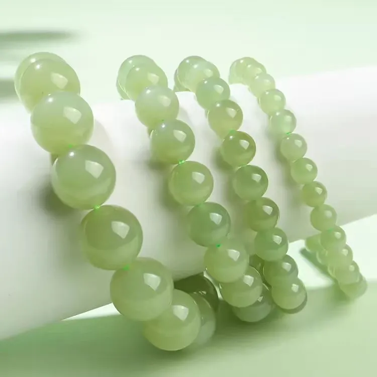 Lingxiang Yurun Hetian Jade Bracelets Unisex Pale Greenish White Jade-1