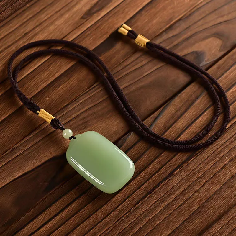 Lingxiang Yurun Hetian Jade Necklaces Green Jade Unisex-4