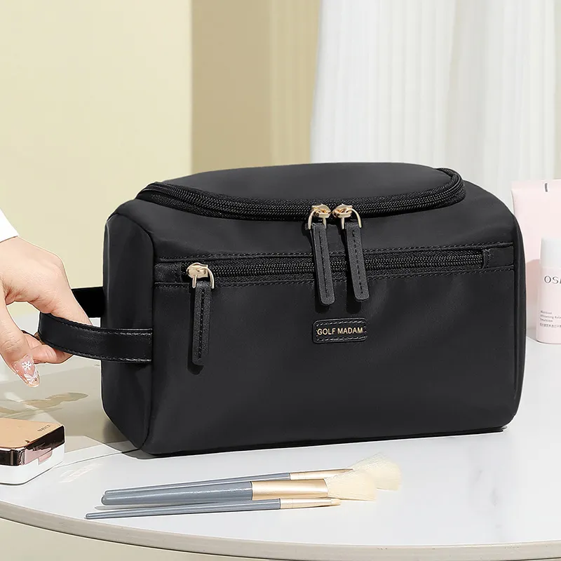 GOLF Water Repellent Fabric Makeup Bag Women's Elegant Black/Oat-2
