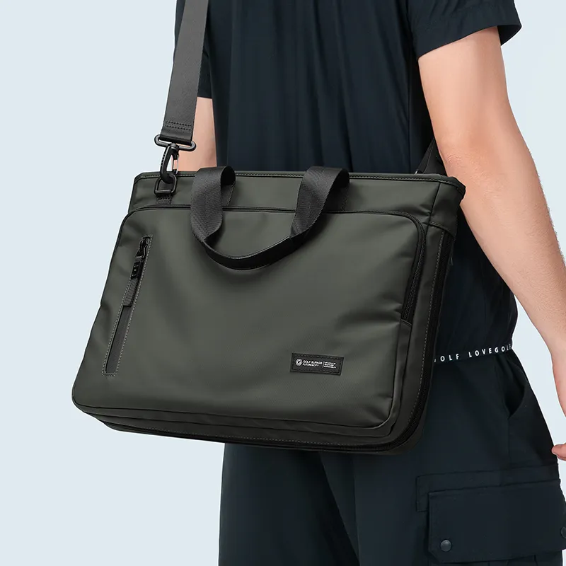 GOLF Fabric Briefcases Regular Men's Night Black/Alpine Green-3