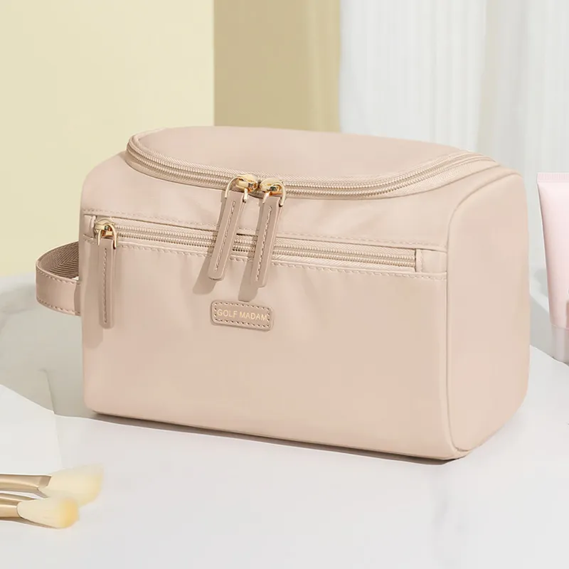 GOLF Water Repellent Fabric Makeup Bag Women's Elegant Black/Oat-7