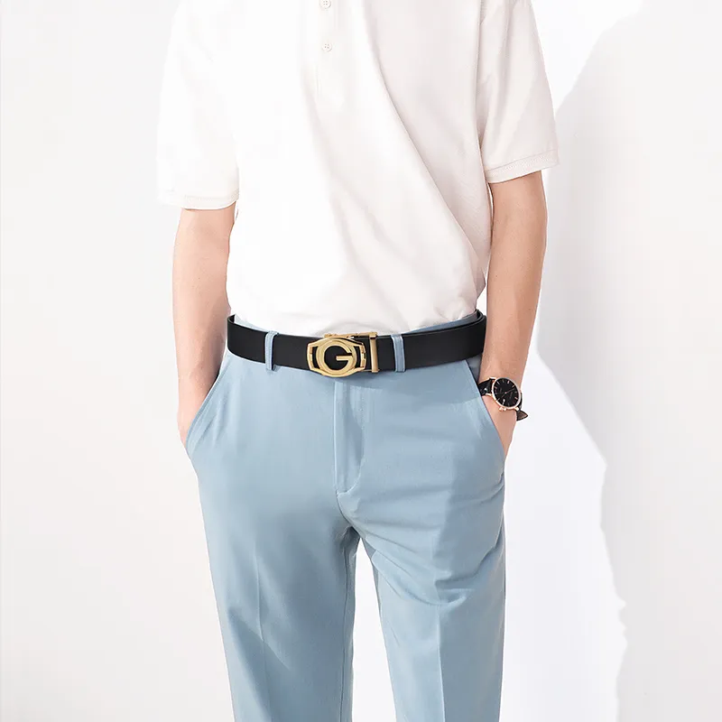 GOLF Zinc Alloy Cow Leather Leather Belts Men's 3.5cm Width-4