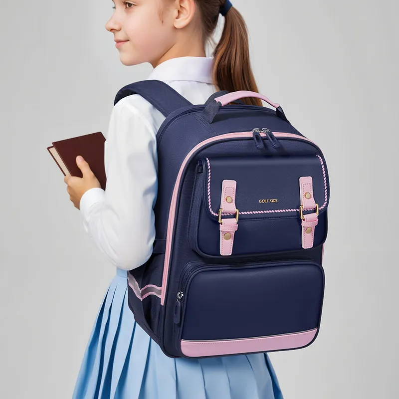 GOLF Fabric Synthetic Leather Small Student Backpack Kids' Navy Blue & Red/Navy Blue & Pink-9