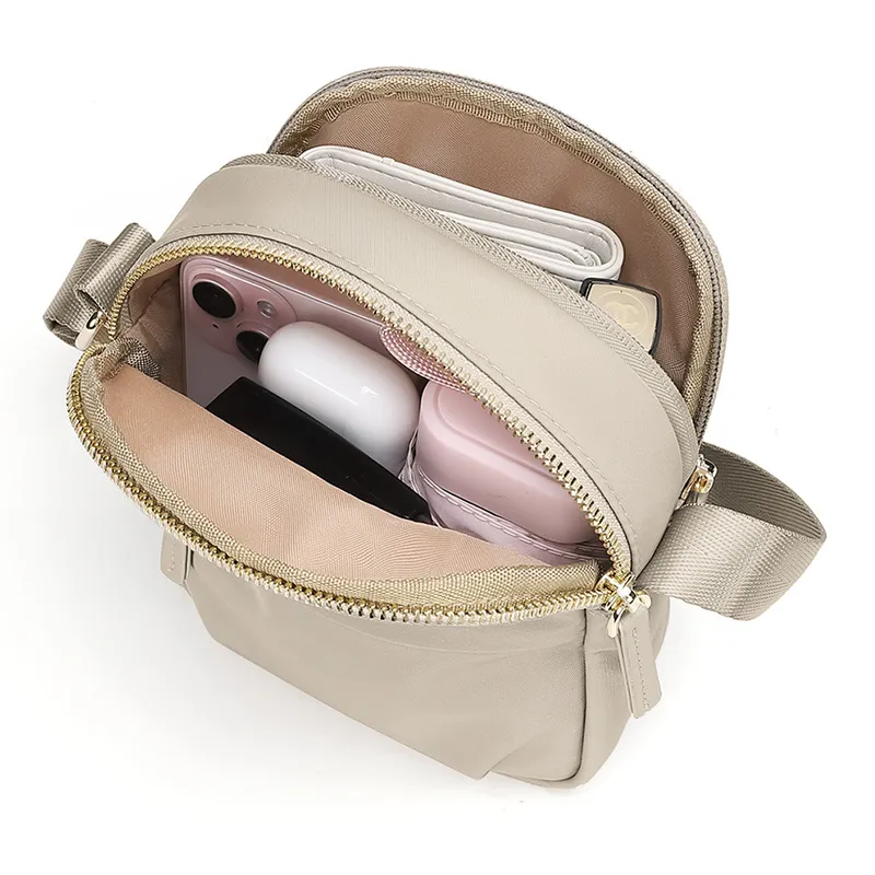 GOLF Fabric Shoulder Bag Crossbody Bag Women's Apricot/Leather Pink/Elegant Black-3