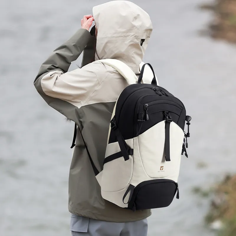 GOLF Fabric Backpack Extra Large Unisex Ecru With Black/Macaron Tea Brown-1
