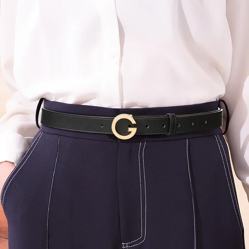 GOLF Cow Split Leather/Synthetic Leather Leather Belts Women's Black Gold/Caramel 2.6cm-5