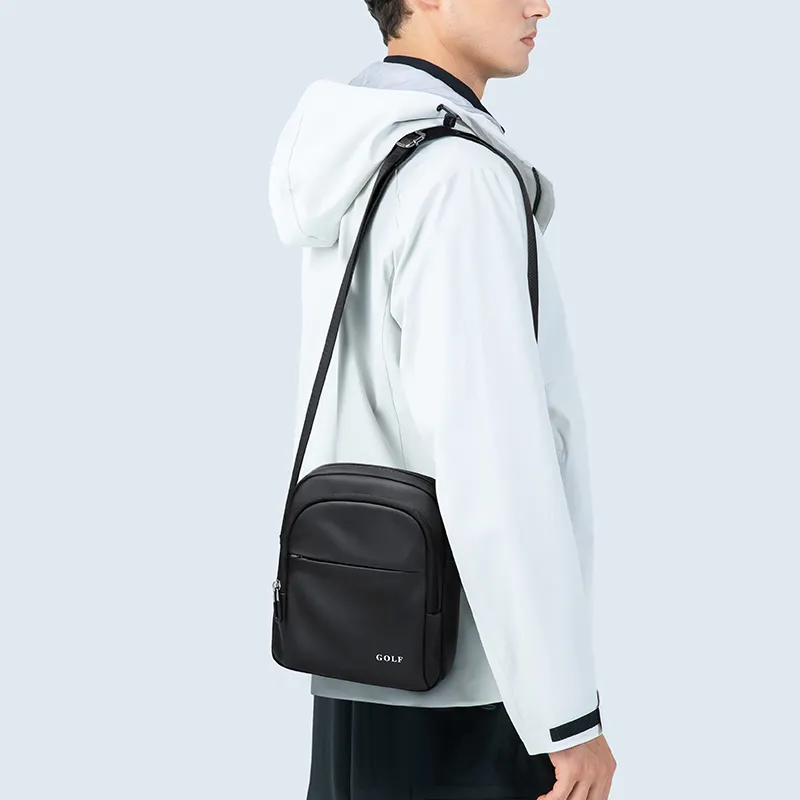 GOLF Water Repellent Fabric Crossbody Bag, Shoulder Bag Men's Dusty Black/Elegant Gray-6