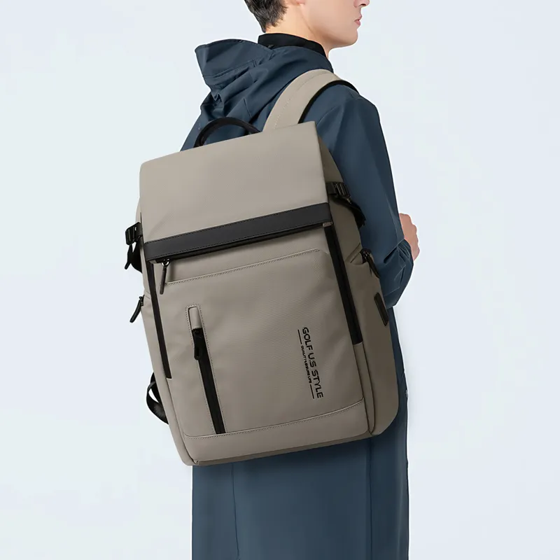 GOLF Fabric Backpack Regular Men's Black Khaki With Black-8