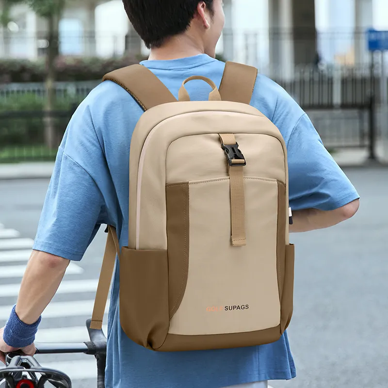 GOLF Fabric Backpack Regular Unisex Ecru & Black/Barley Tea-10
