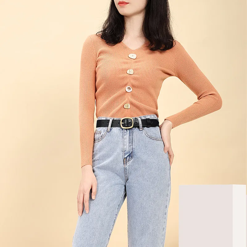 GOLF Cow Leather Leather Belts Women's Black/Brown 2.8CM-5