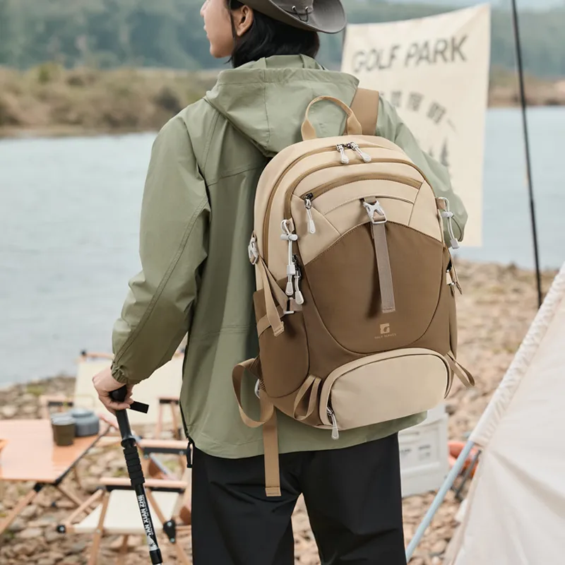 GOLF Fabric Backpack Extra Large Unisex Ecru With Black/Macaron Tea Brown-7