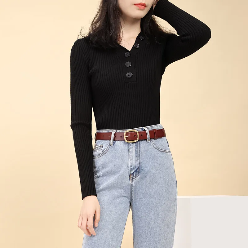 GOLF Cow Leather Leather Belts Women's Black/Brown 2.8CM-14