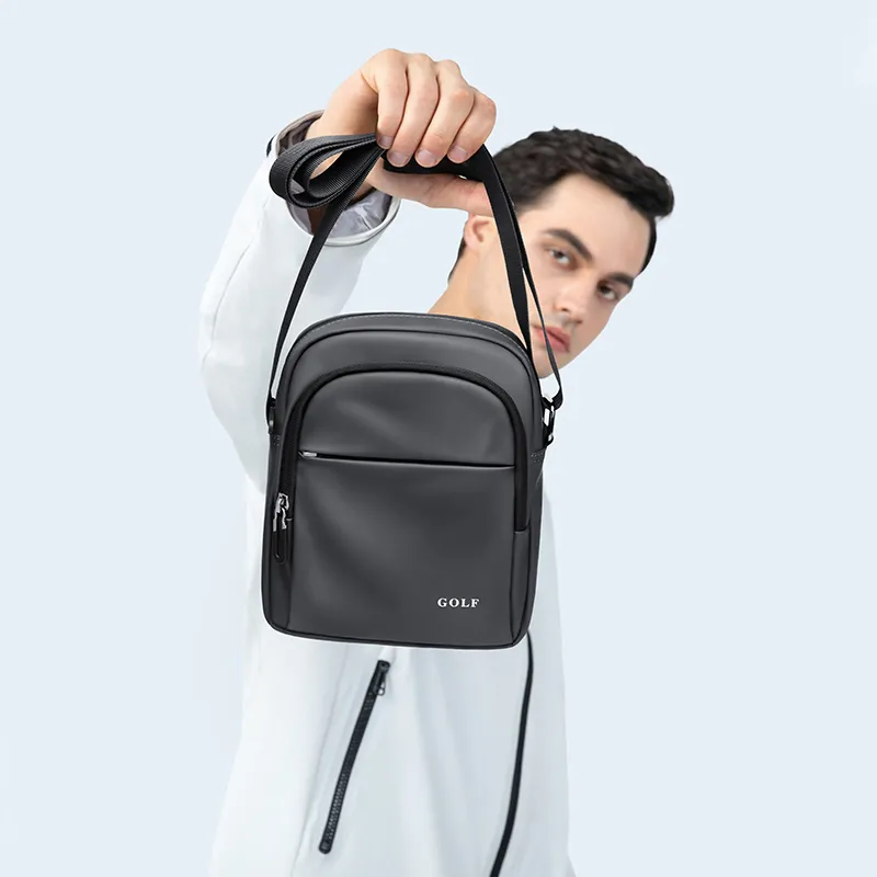 GOLF Water Repellent Fabric Crossbody Bag, Shoulder Bag Men's Dusty Black/Elegant Gray-9