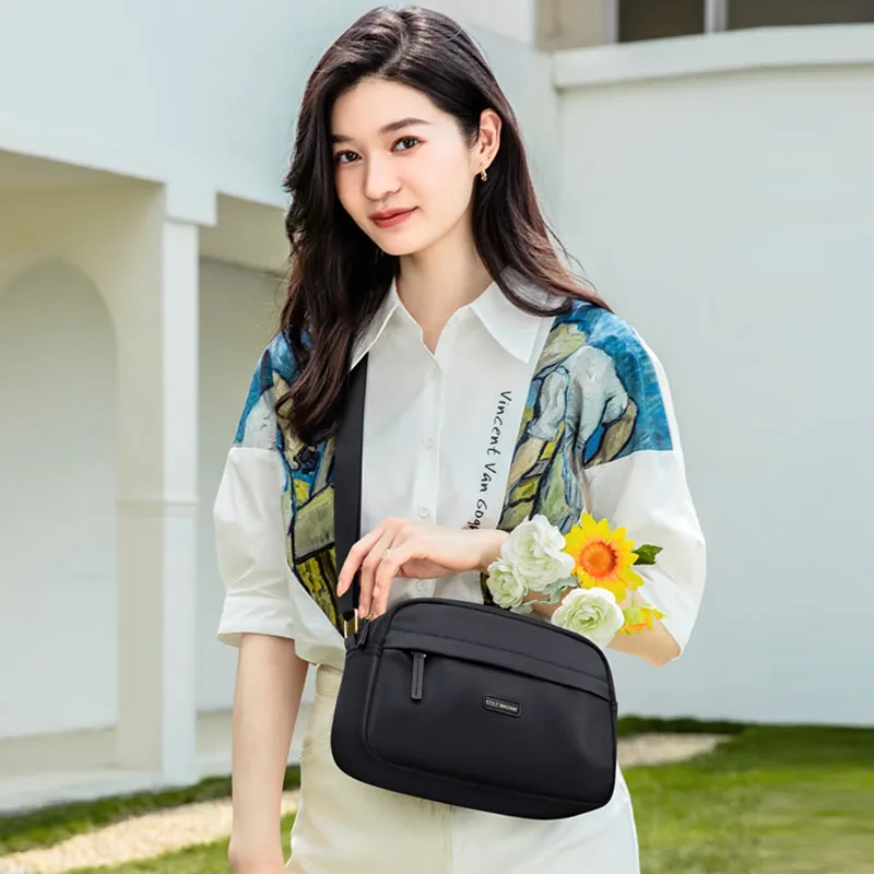 GOLF Fabric Crossbody Bag Women's Elegant Black/Oat-2